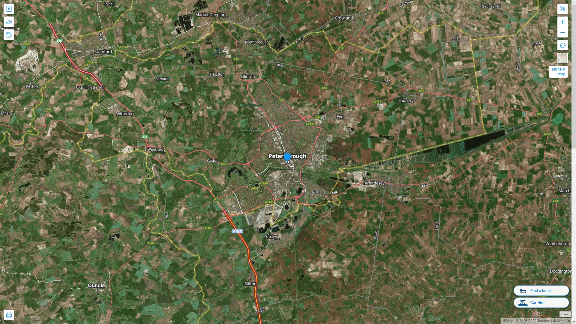 Peterborough Highway and Road Map with Satellite View